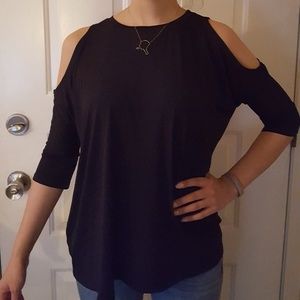 3/4 sleeve cold shoulder top